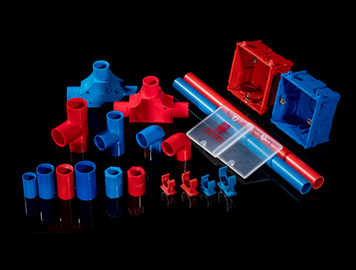 PVC red and blue tubes